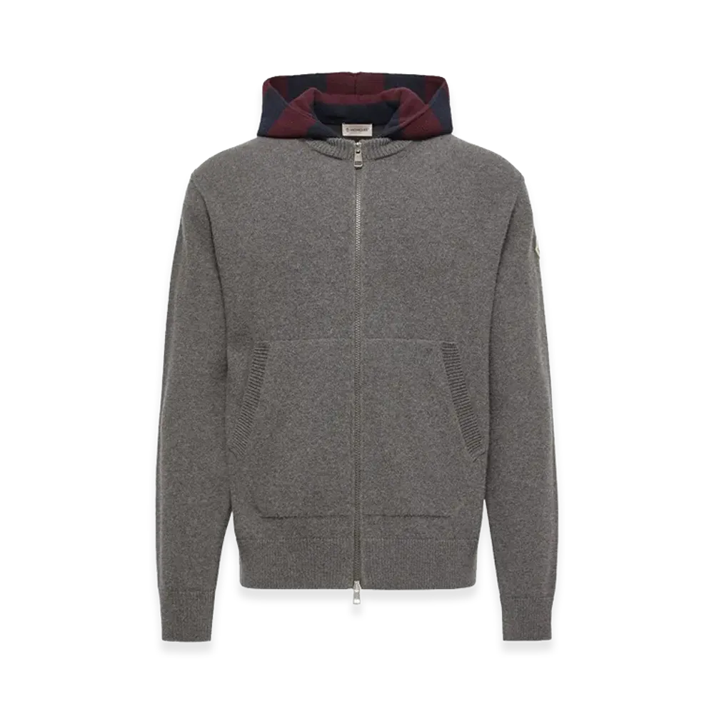 MONCLER Wool Striped Hood And Cashmere Cardigan "Gray"