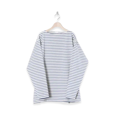 COMOLI Border Boat Neck "Ecru/Marine"