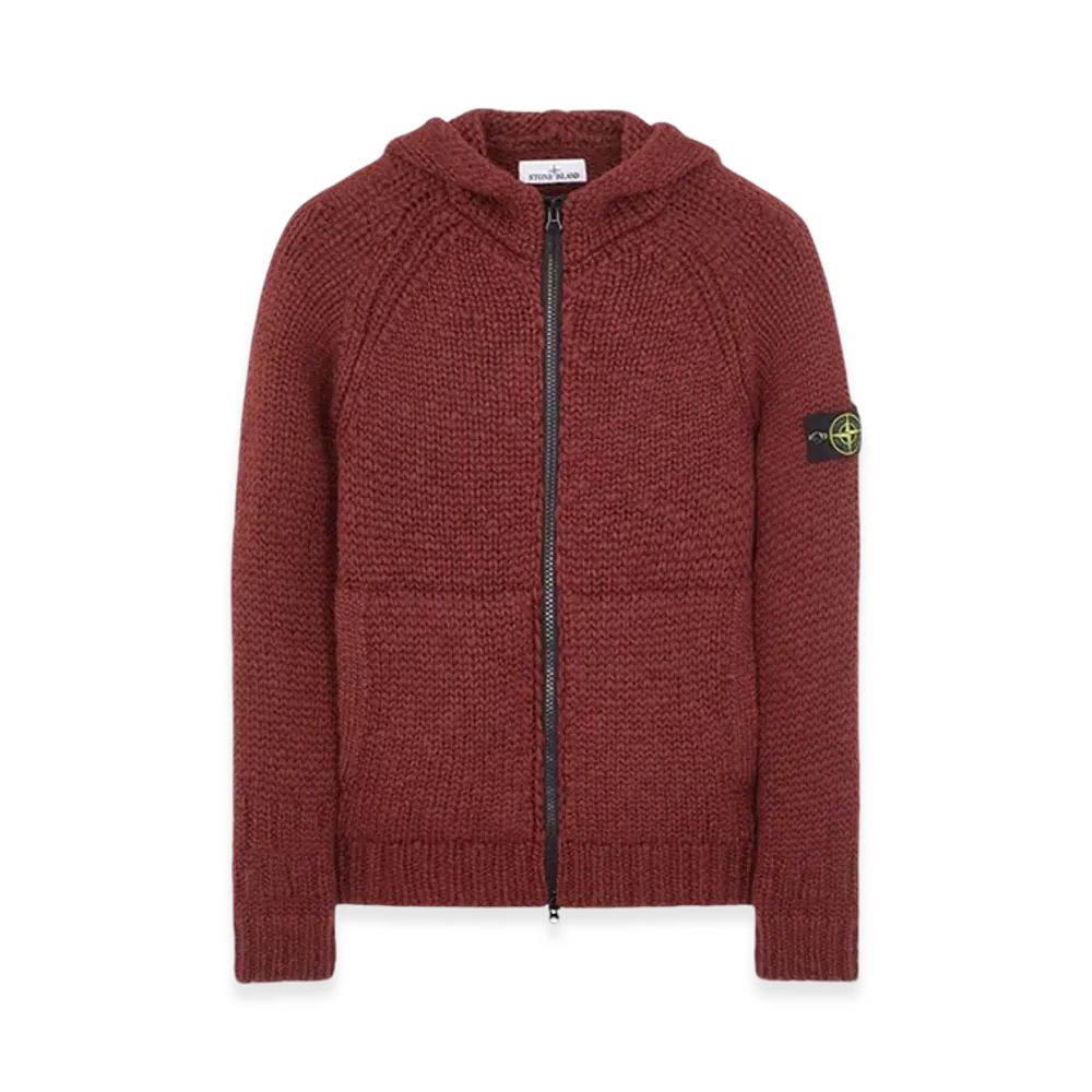 Stone Island 544D4 Handmade Feel Hooded Knit Cardigan - 23FW "Chestnut Brown"