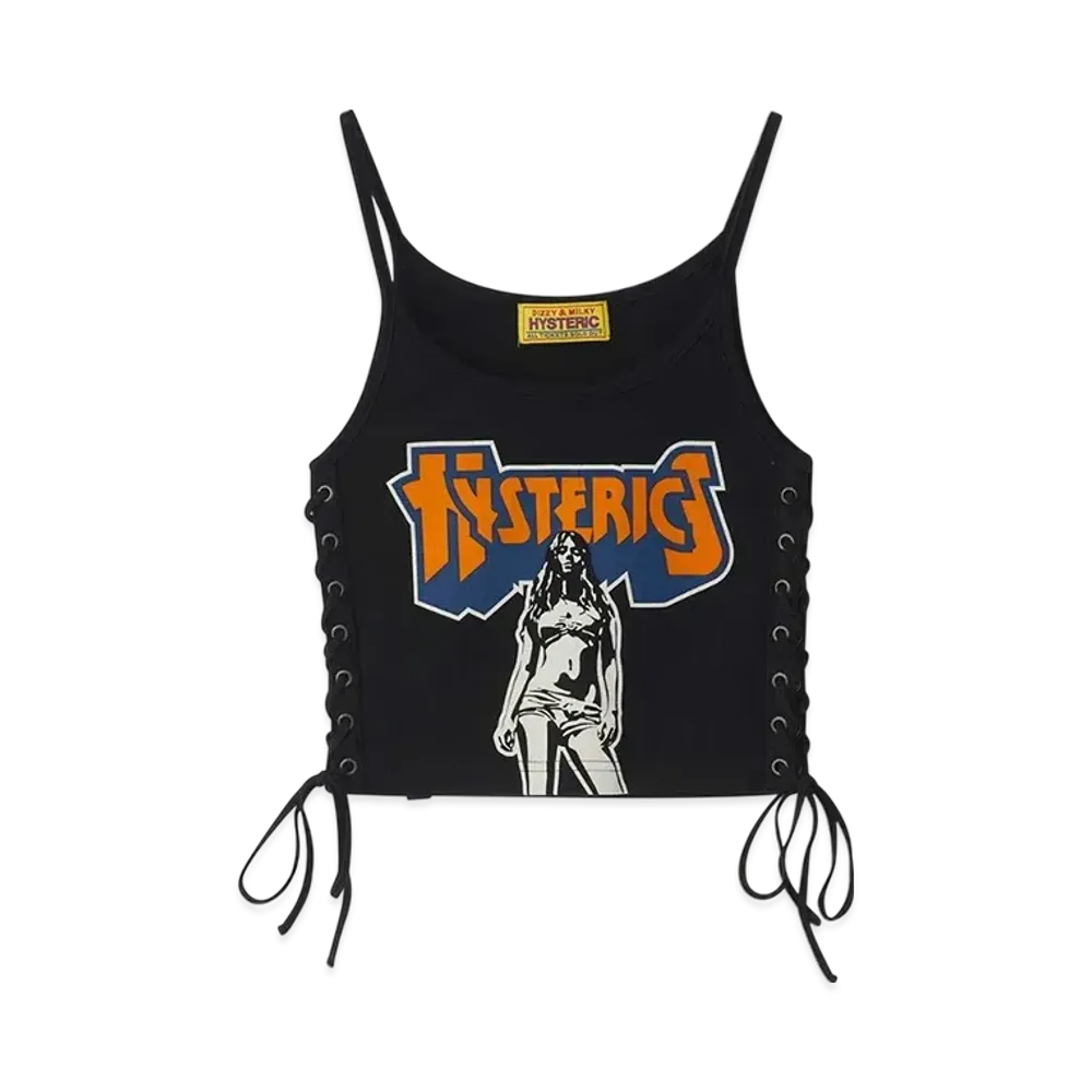 HYSTERIC GLAMOUR Bad As Mama Lace-Up Short Camisole "Black"