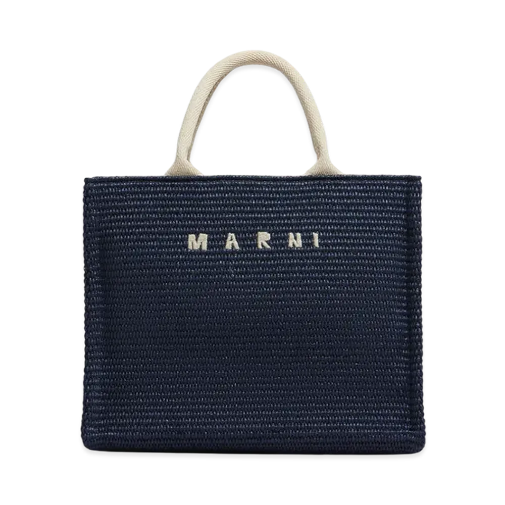 MARNI Small Tote Bag in Raffia Effect "Blue"