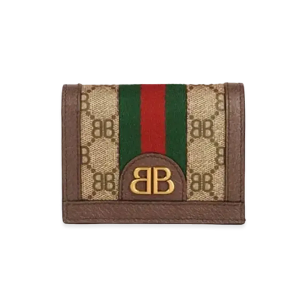 GUCCI x BALENCIAGA Hacker Card Case Wallet In Coating Coated Canvas "Beige"