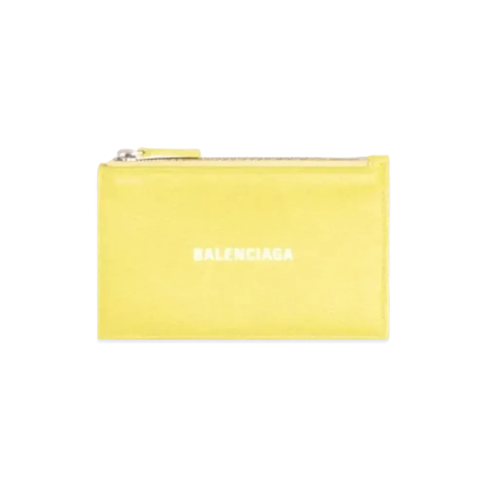 BALENCIAGA Cash Large Long Coin And Card Holder In Grained Calfskin "Yellow"