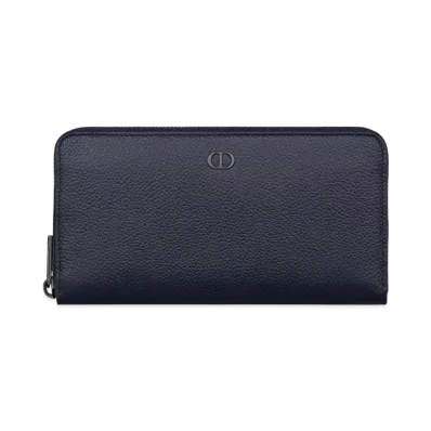 Dior CD Icon Zipped Long Wallet Grained Calfskin "Navy Blue"