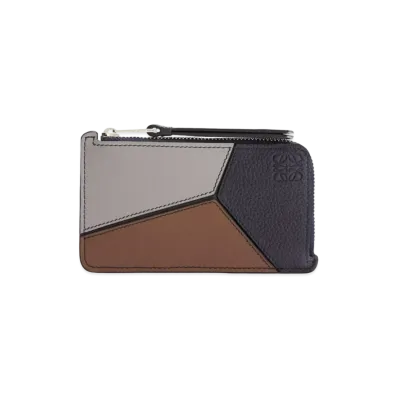 LOEWE Puzzle Coin Cardholder In Classic Calfskin "Midnight Blue / Brunette"