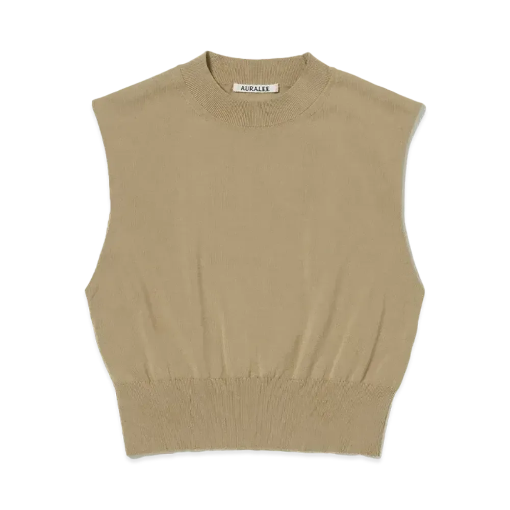 AURALEE Super High Gauge Cotton Knit Sleeveless "Beige"
