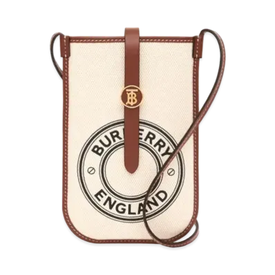 Burberry Logo Graphic Canvas Anne Phone Case With Strap "White/Tan"