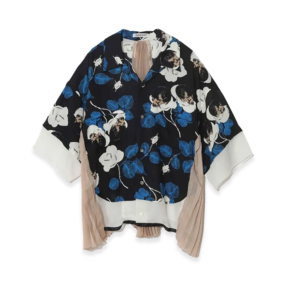 UNDERCOVER Rayon Allover Pattern Shirt "Black Base"