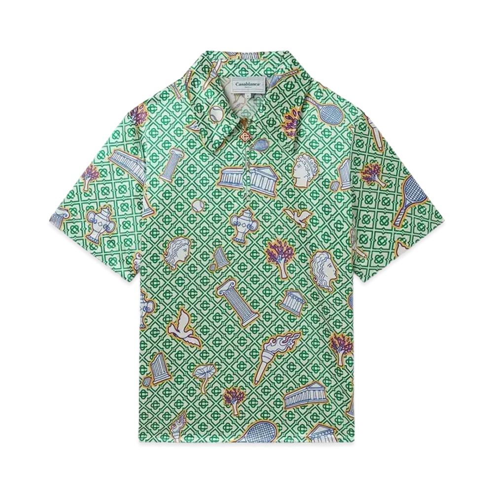 Casablanca Greek Icons Quarter Zip Shirt "Multi"