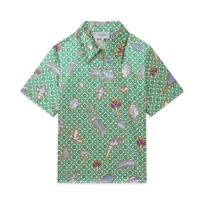 Casablanca Greek Icons Quarter Zip Shirt "Multi"