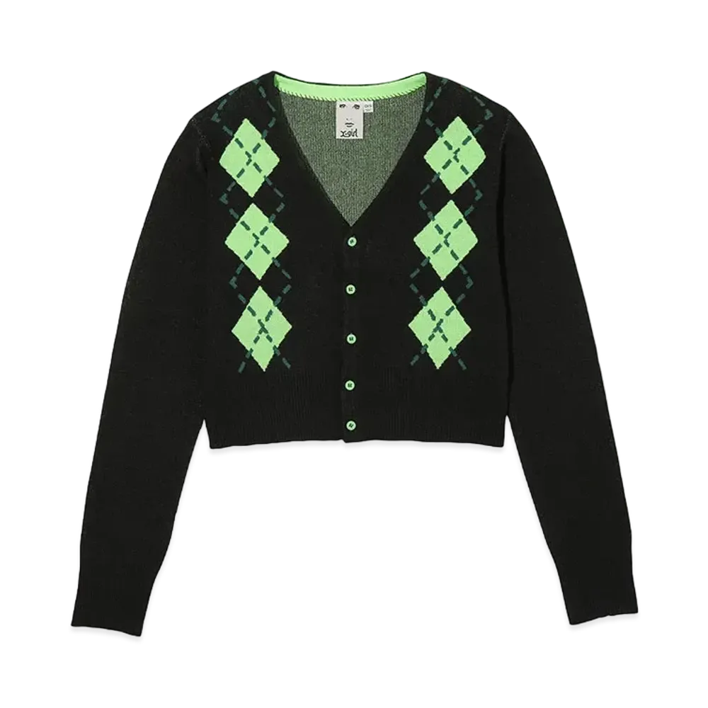 X-Girl Argyle Cardigan "Black"