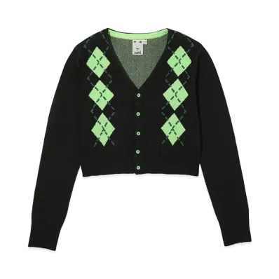 X-Girl Argyle Cardigan "Black"