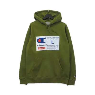 Supreme x Champion Label Hooded Sweatshirt "Olive"