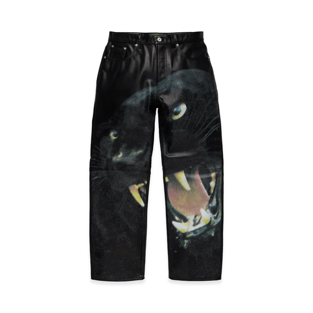DENIM TEARS Panther Leather Pants "Black"