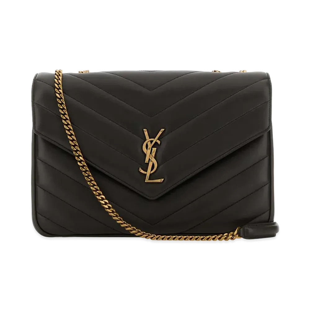 Saint Laurent Women's Dark Brown Leather Large Lou Lou Shoulder Bag "Brown"