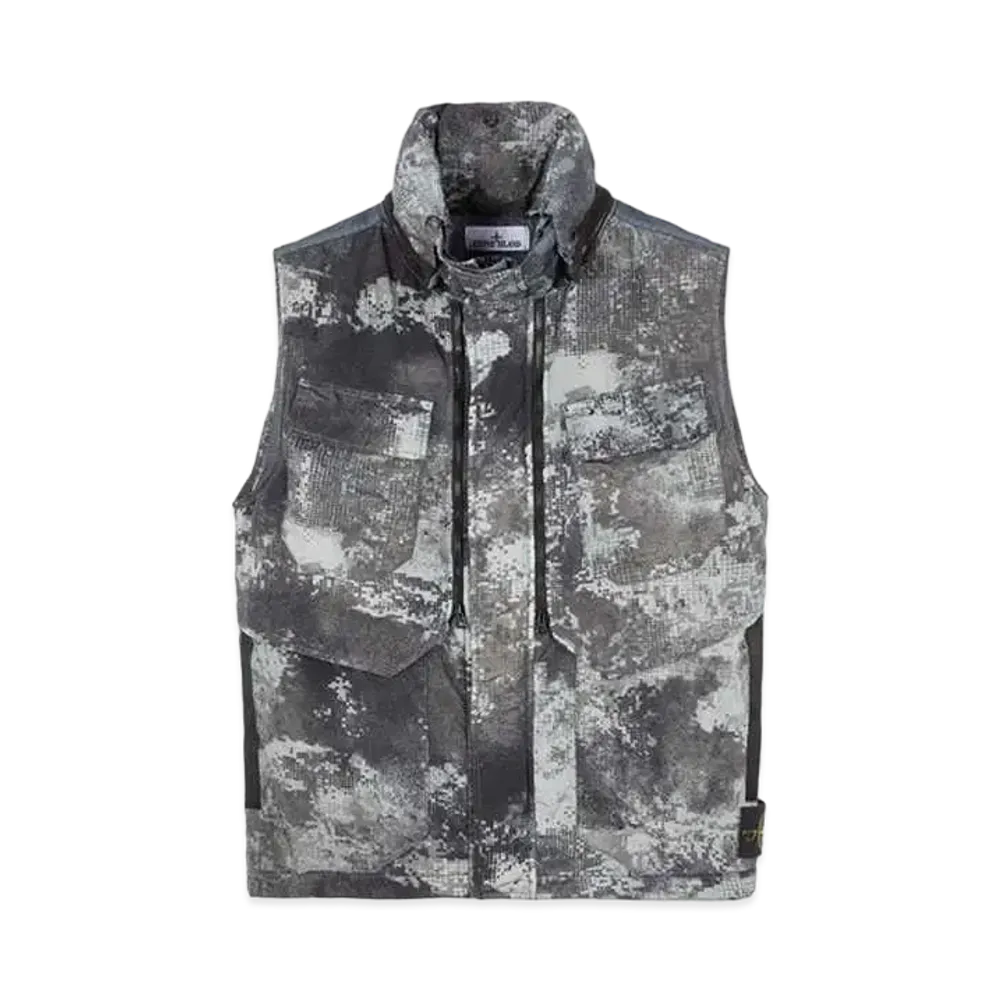 Stone Island G06E1 Dissolving Grid Camo On ECONYL Regenerated Nylon With PRIMALOFT Insulation Technology "Gray"
