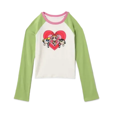 atmos pink x The Powerpuff Girls Heart Logo Raglan LS T-shirt "Green"