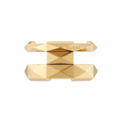 GUCCI Love Geometric Pattern Diamond Double Ring "Gold"