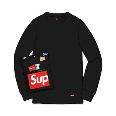 Supreme x Hanes Thermal Crew (1 Pack) "Black"