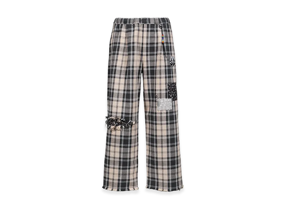 SWJP x mastermind JAPAN Plaid Flannel Beach Pants "Black"