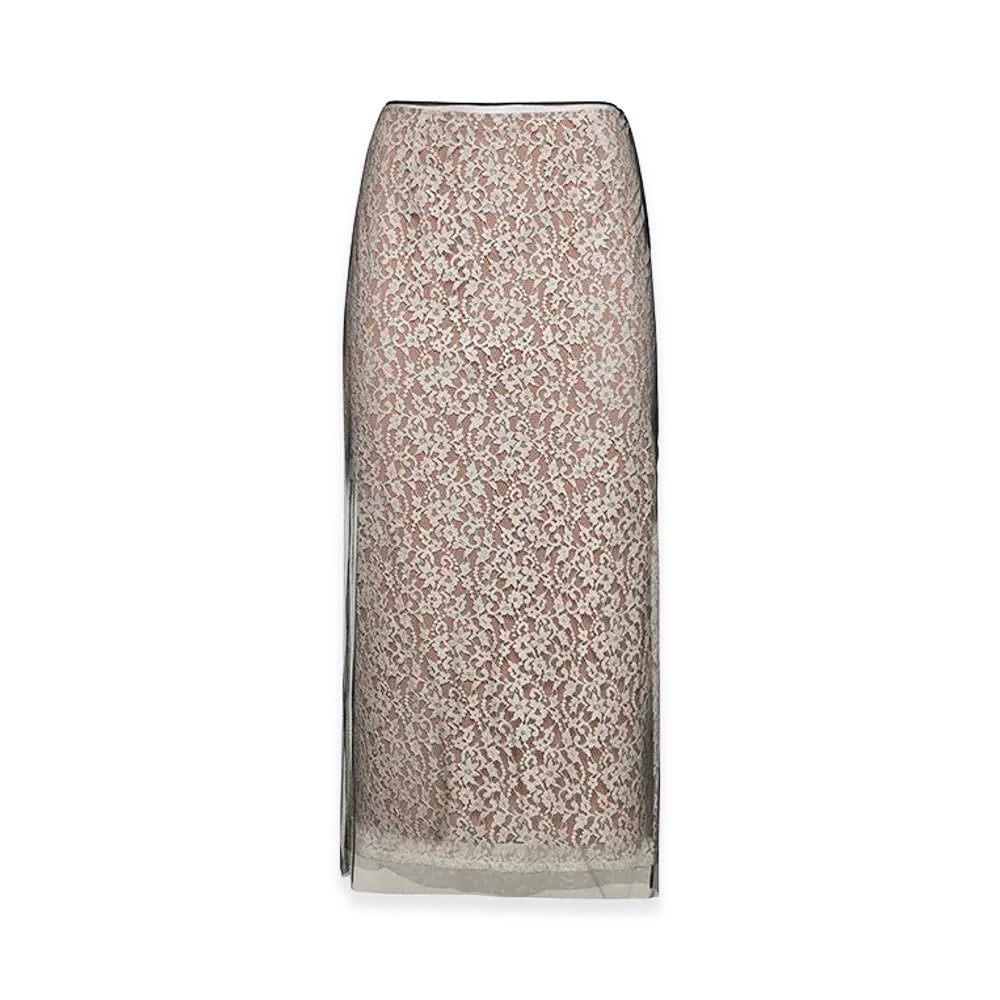 FENDI Women's Lace Midi Skirt "Multicolor"