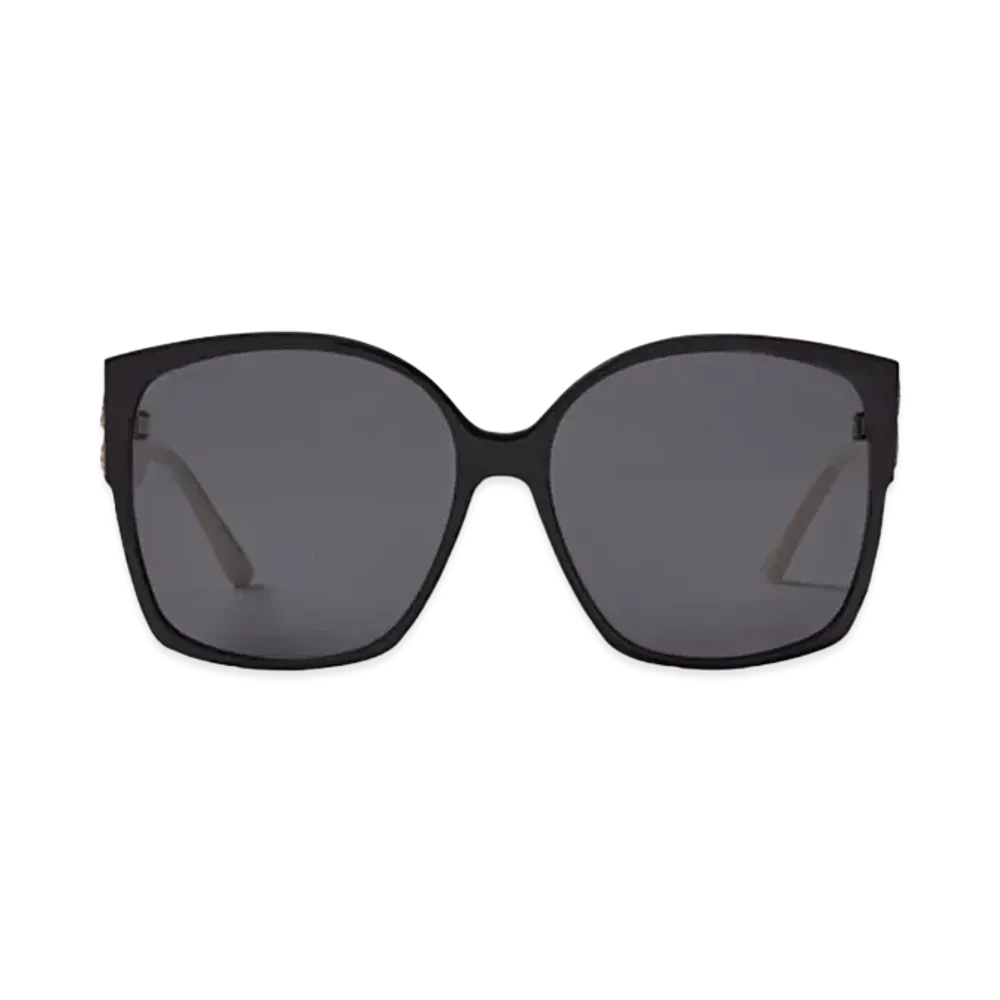Jimmy Choo Noemi Square-Frame Sunglasses With Crystal JC Logo "Black Ivory"