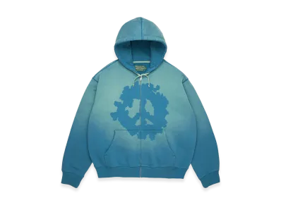DENIM TEARS Peace Wreath Knockout Zip Hoodie "Blue"