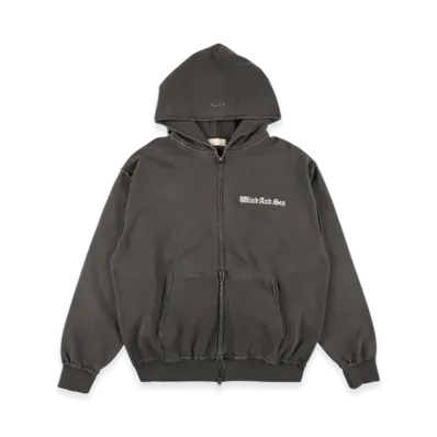 WIND AND SEA Damage Pigment Zip Up Sweatshirt "Black"