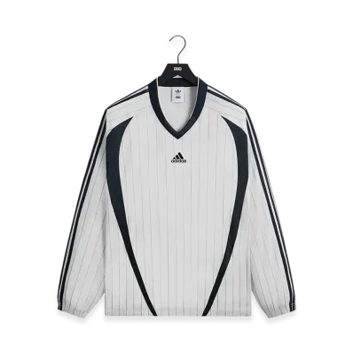 Kith x adidas Football Pinstripe Long Sleeve V Neck "White"