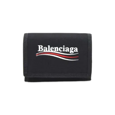 Balenciaga Political Campaign Explorer Square Coin Wallet "Black"