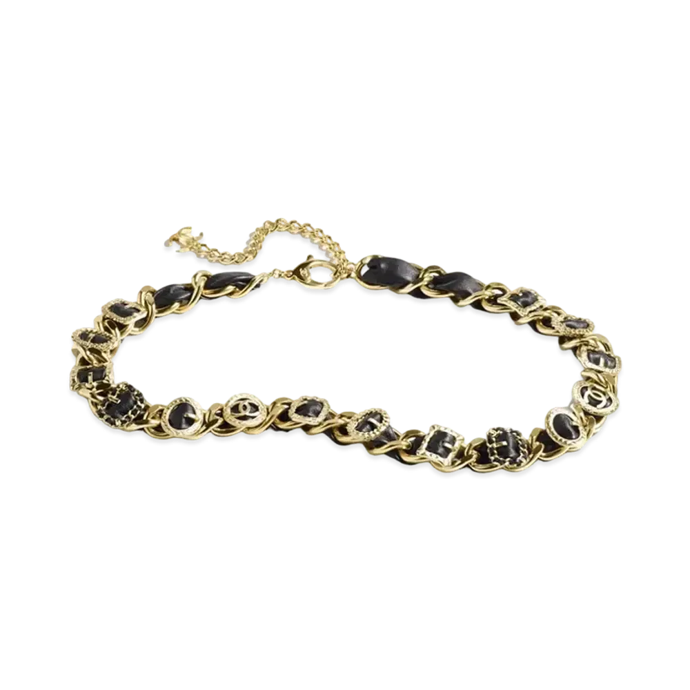 CHANEL Chain Belt Metal & Calfskin "Gold/Black"