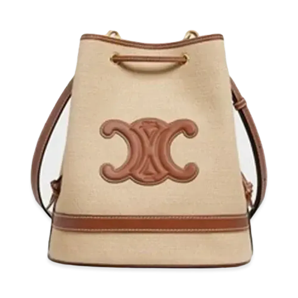 CELINE Seau Marin in Textile and Calfskin "Natural/Tan"