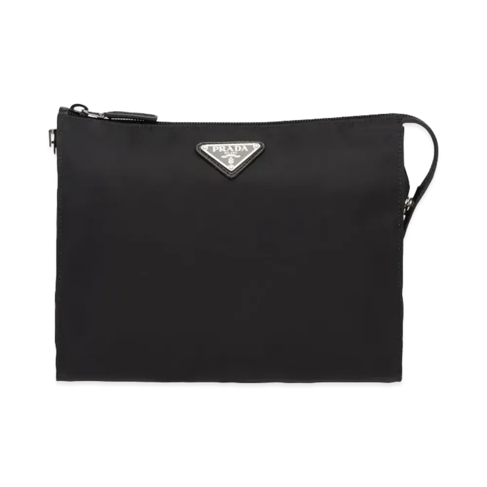 PRADA Re Nylon and Saffiano Leather Pouch "Black"