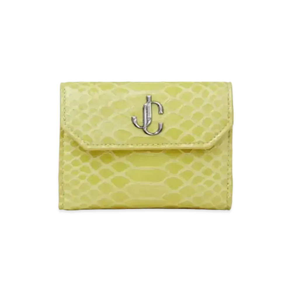 Jimmy Choo Odile Gel Snake Printed Leather Wallet With JC Logo "Sunbleached"
