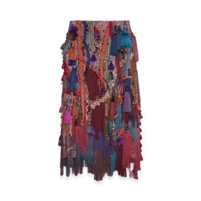 DRIES VAN NOTEN Women's Embellished Skirt "Burgundy"
