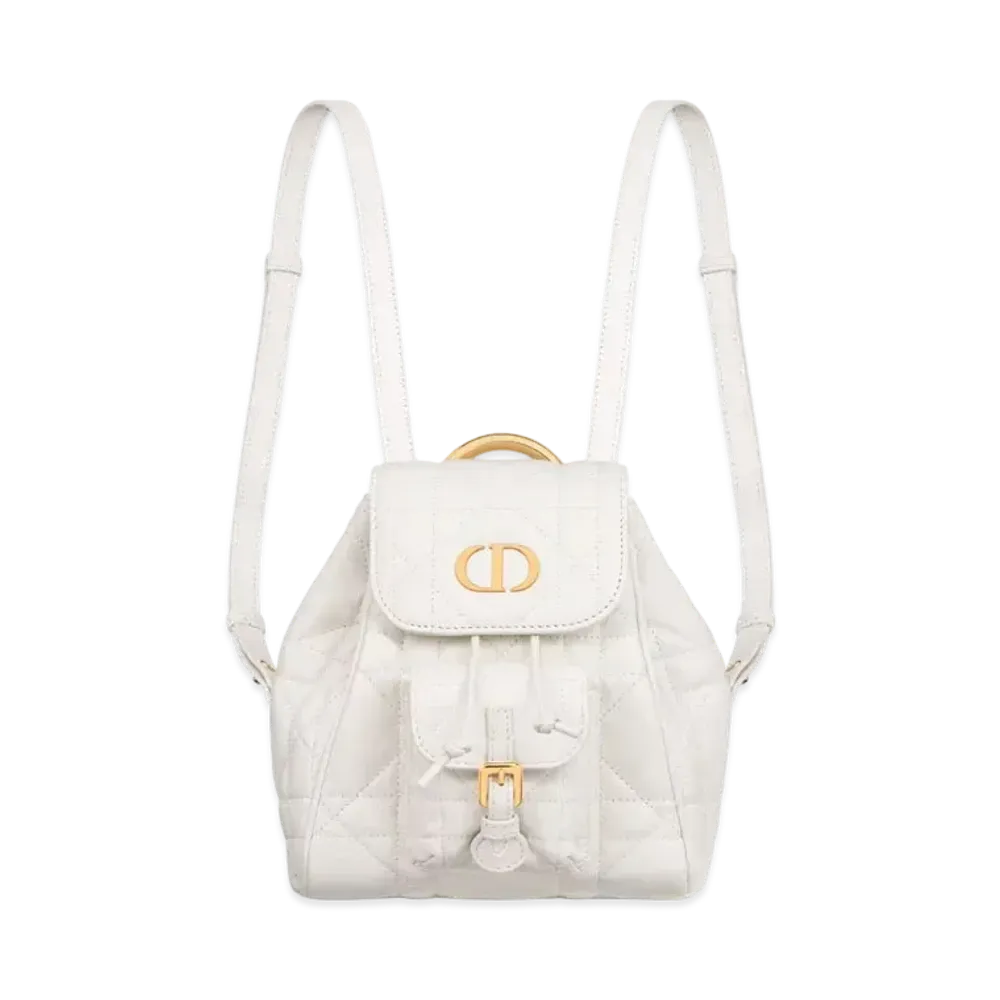 Dior Small Dior Caro Backpack Macrocannage Lambskin "Latte"