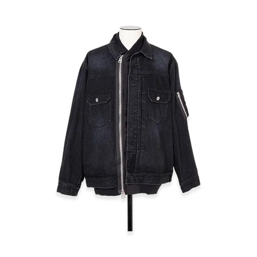 sacai Denim x Nylon Twill Jacket "Black"