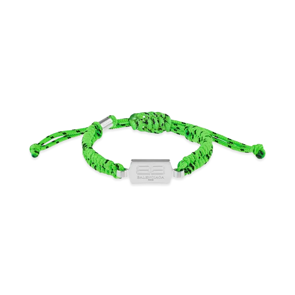 BALENCIAGA Saint-Germain Lace Bracelet "Neon Green/Black/Shiny Silver"