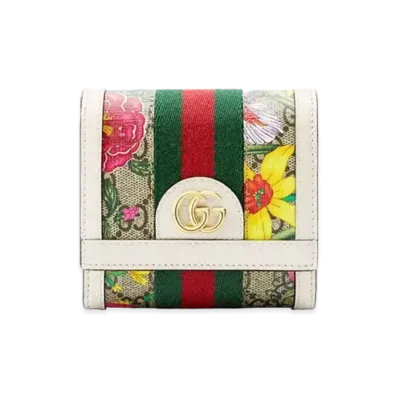 GUCCI Ophidia GG Flora Wallet "White"