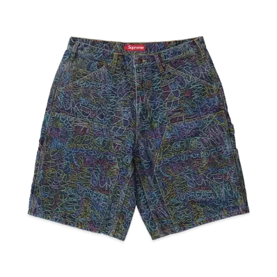Supreme Handwriting Double Knee Denim Short "Indigo"