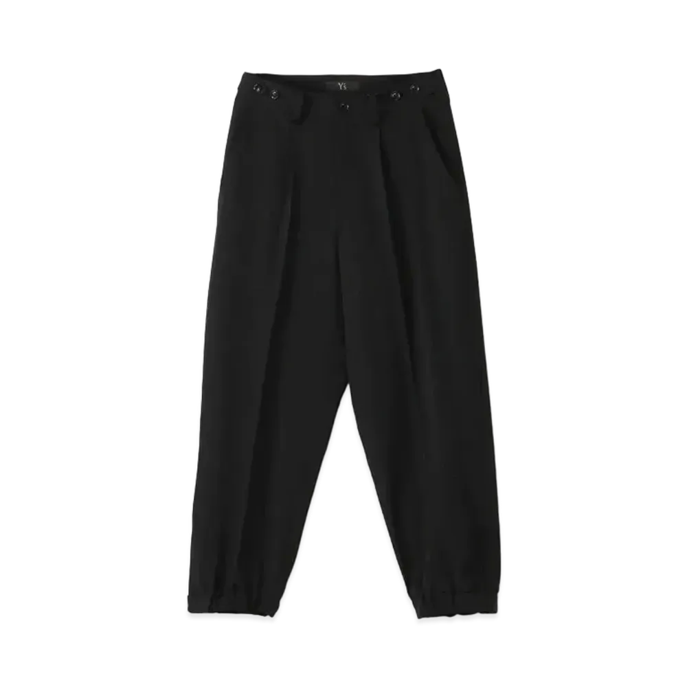 Yohji Yamamoto Y's WOOL GABARDINE HEM ELASTIC PANTS "Black"