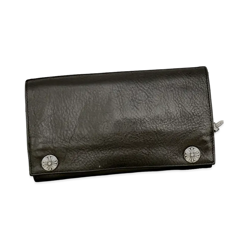 Chrome Hearts Greasy Cross Button Long Wallet "Black"