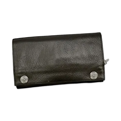 Chrome Hearts Greasy Cross Button Long Wallet "Black"