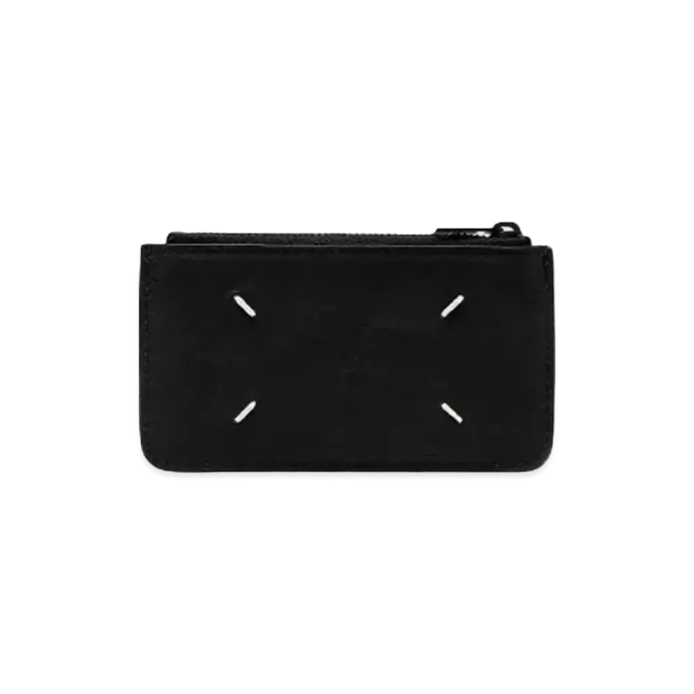 Maison Margiela Wrinkle Smooth Leather Zipped Card Holder "Black"