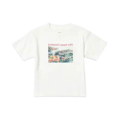 B:MING by BEAMS x PUPPET SUNSUN Kids / Fade Photo Print T-Shirt Market "OffWhite"