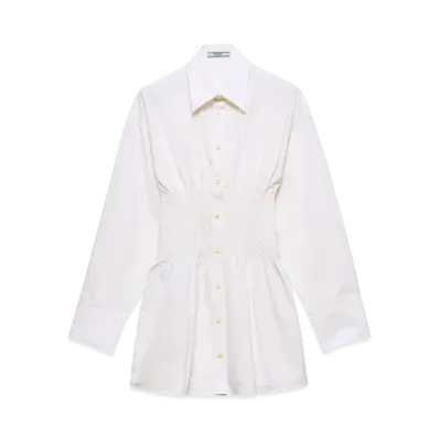PRADA Women's Poplin Shirt with Smocking "White"