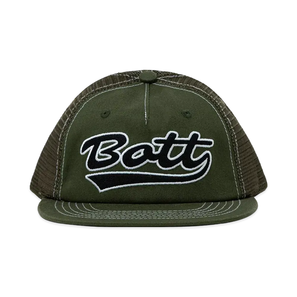 BOTT Script Logo Mesh Back 5-Panel Cap "Olive"