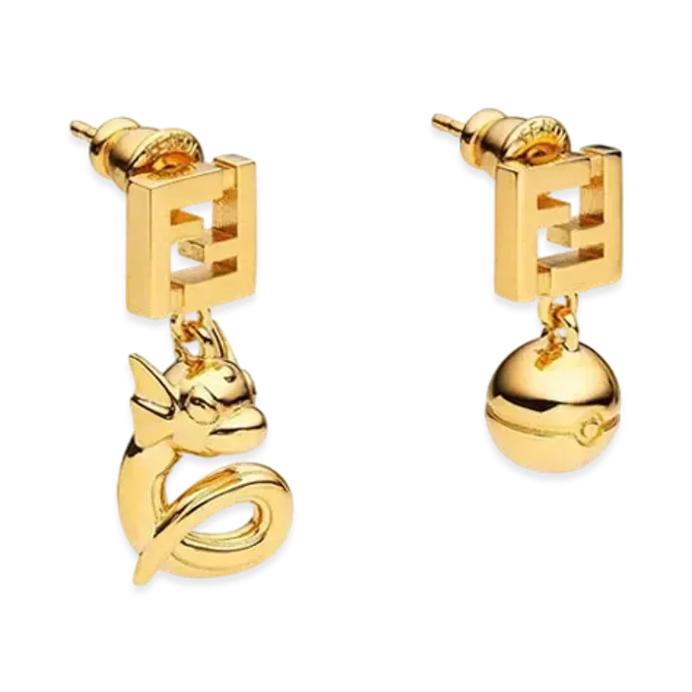 Pokemon x Fragment x FENDI Dratini Metal Earrings "Gold"