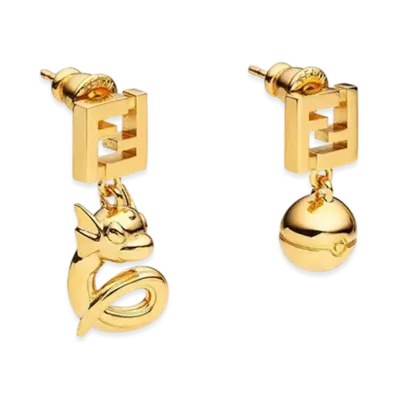 Pokemon x Fragment x FENDI Dratini Metal Earrings "Gold"