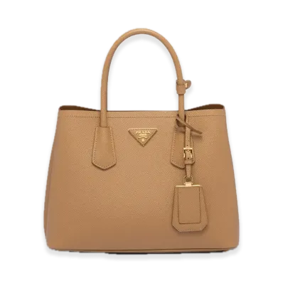 PRADA Double Saffiano Leather Medium Bag "Camel"